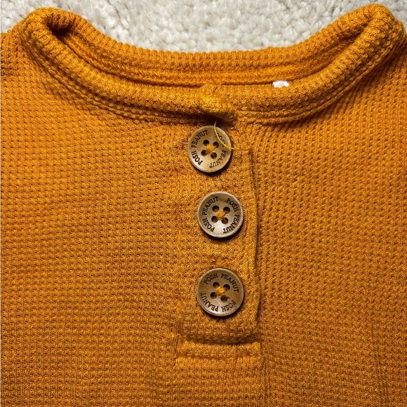 Posh Peanut orange waffle knit long sleeve twirl bodysuit dress. Size 6-12m - Picture 3 of 8